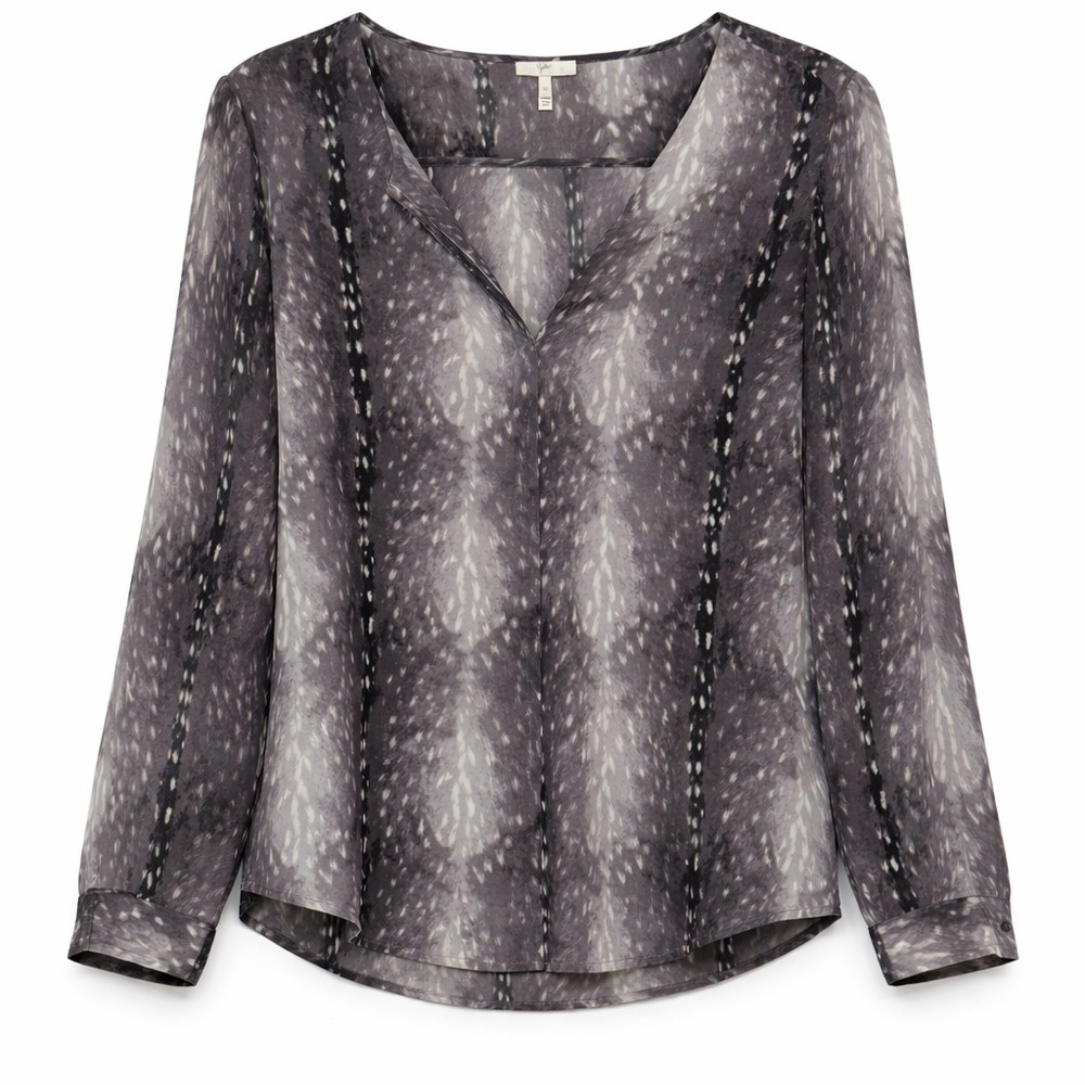 Joie Silk Blouse Womens Medium Quiet Luxury Minimalist‎ Chic Model Off Duty